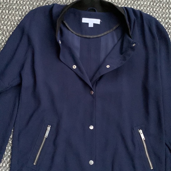 New York & Company Navy Blue Long Bomber Jacket - Picture 4 of 8